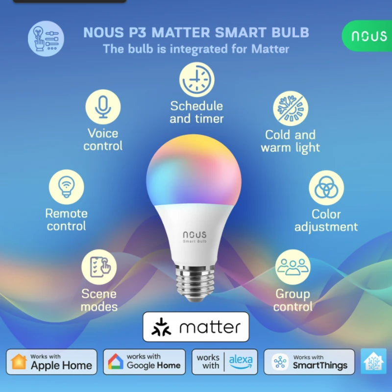 Nous - 2 λάμπες E27 Matter WIFI χρώμα P3-2
