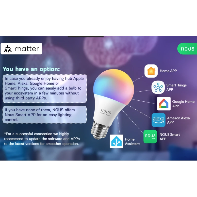 Nous - 2 λάμπες E27 Matter WIFI χρώμα P3-2