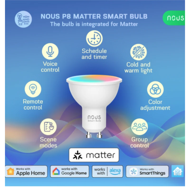 Nous - 2 λάμπες GU10 Matter WIFI χρώμα P8-2