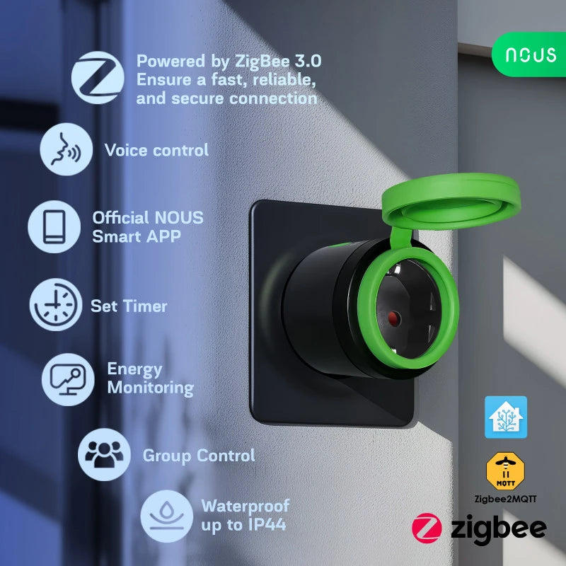 Nous - 2x Zigbee Tuya outdoor Plug Schuko Version A6Z-2