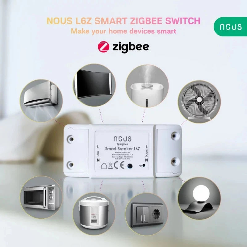 Nous - 4x Zigbee Tuya ON/OFF smart module 10A 1 channel L6Z-4