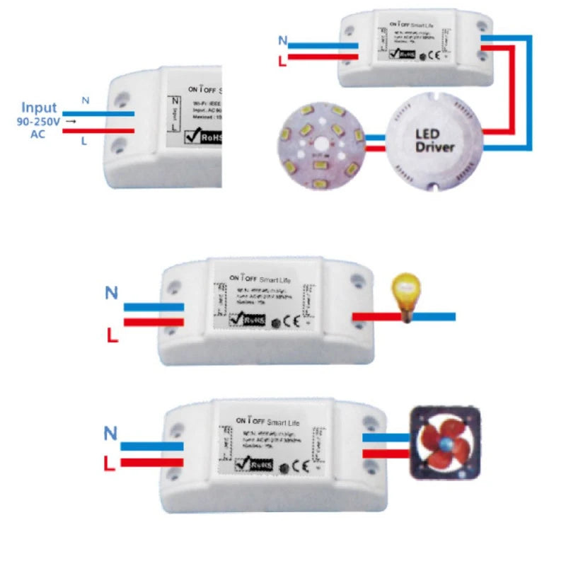 Nous - 4x Zigbee Tuya ON/OFF smart module 10A 1 channel L6Z-4