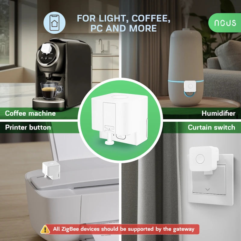 Nous C2 - Zigbee Tuya Fingerbot compatible with Zigbee2Mqtt, Home Assistant and Smart Life