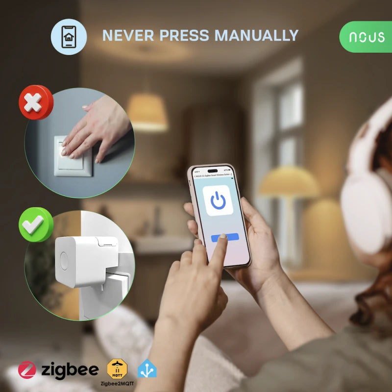 Nous C2 - Zigbee Tuya Fingerbot compatible with Zigbee2Mqtt, Home Assistant and Smart Life