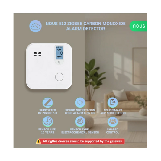 Nous - Zigbee carbon monoxide detector with +85 dB alarm E12