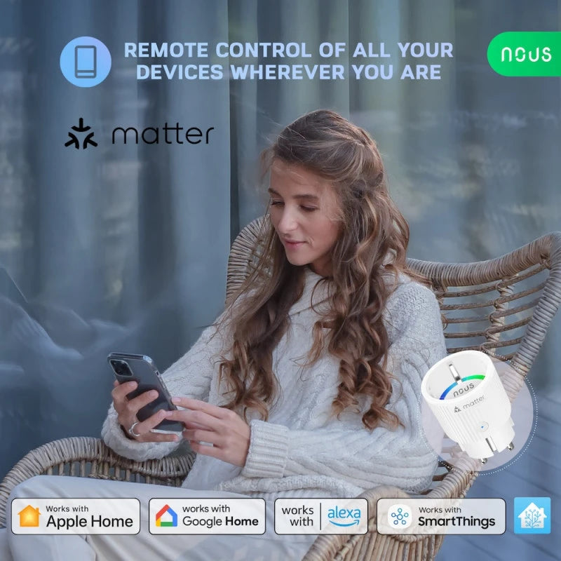 Nous - Matter 16A smart plug + Energy Metering A8M