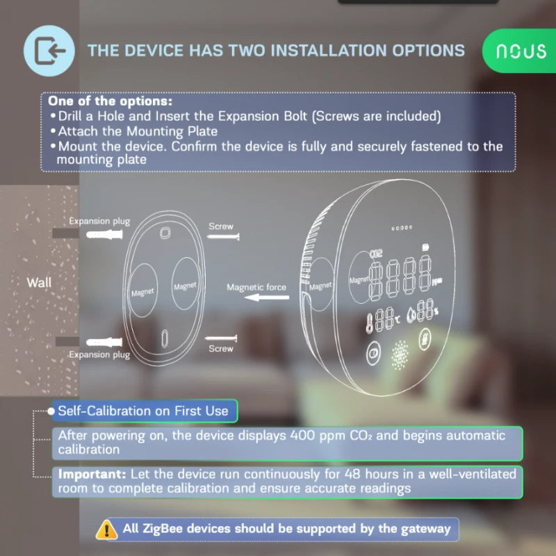 Nous - Zigbee CO2, temperature and humidity sensor E10