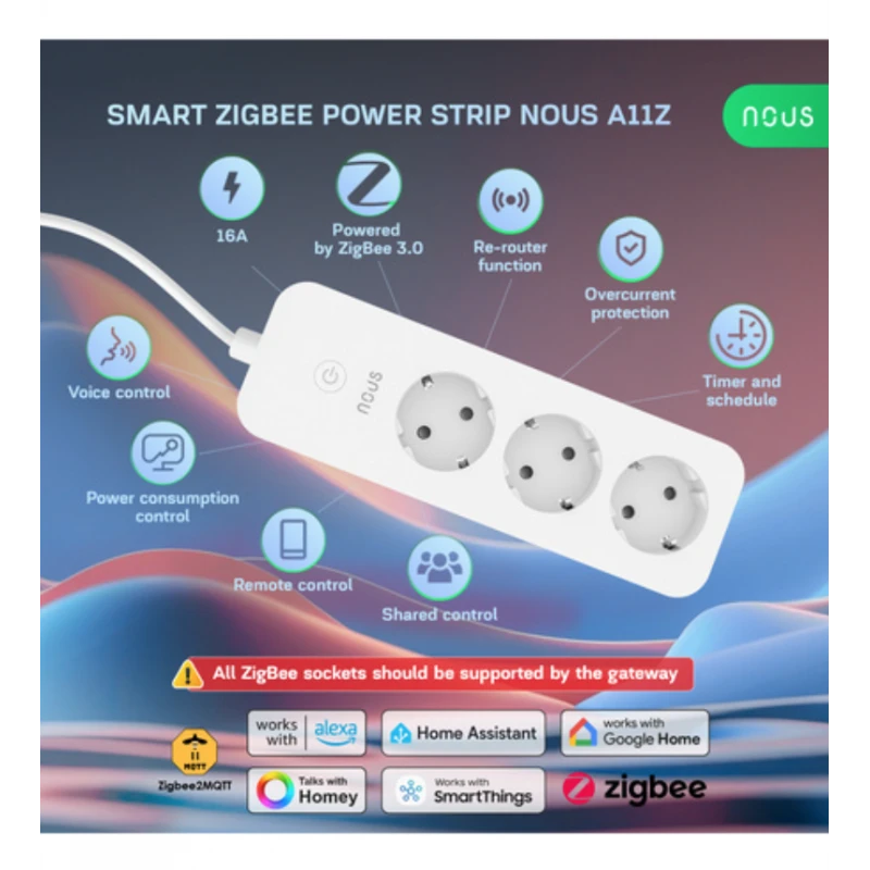 Nous - Zigbee power strip with consumption measurement A11Z