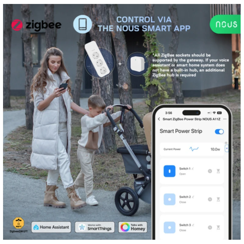 Nous - Zigbee power strip with consumption measurement A11Z