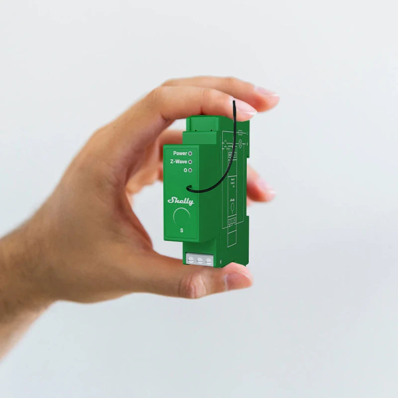 Shelly – 1-kanavainen Z-Wave+ 800 DIN-kiskoon asennettava himmennysmoduuli energiankulutuksen mittauksella Shelly Wave Pro Dimmer 1PM