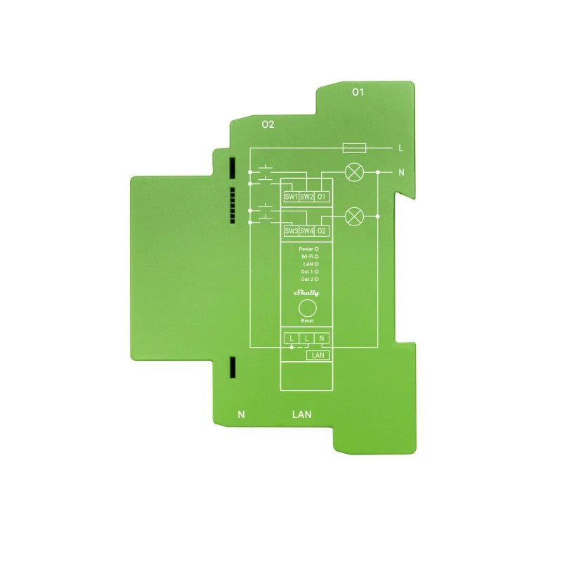 Shelly - 2 channels DIN rail Wifi dimmer with power metering