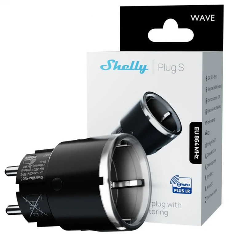 Shelly - Z-Wave 800 Long Range Smart Plug Shelly Wave Plug LR Musta