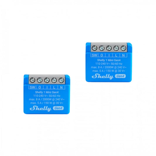 Shelly - 2x Wifi, Zigbee, Matter Module 8A Shelly1 Mini Gen4