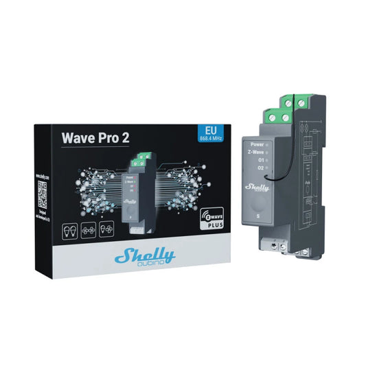 Shelly Wave PRO2 - 2 channels smart Z-Wave DIN rail relay switch