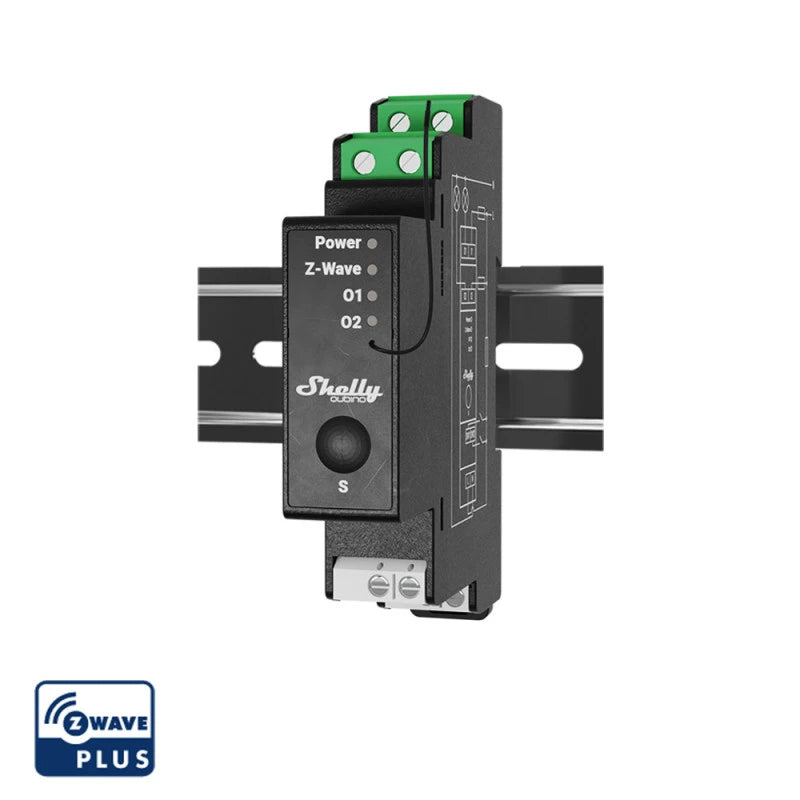 Shelly Wave PRO 2PM - Kaksinkertainen Z-Wave DIN-kiskoon asennettava relesarja + tehonmittaus