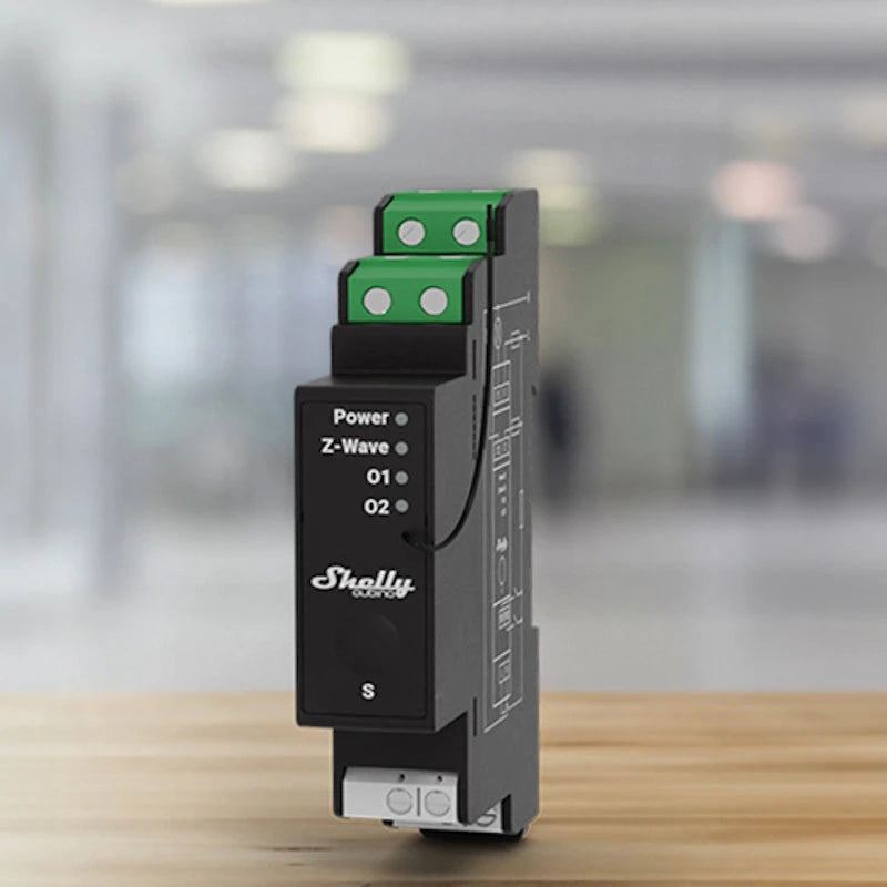 Shelly Wave PRO 2PM - Kaksinkertainen Z-Wave DIN-kiskoon asennettava relesarja + tehonmittaus