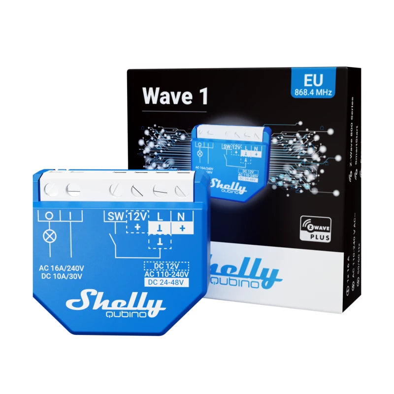 Shelly Qubino Wave 1: Μονάδα ξηρής επαφής Z-Wave+ 800