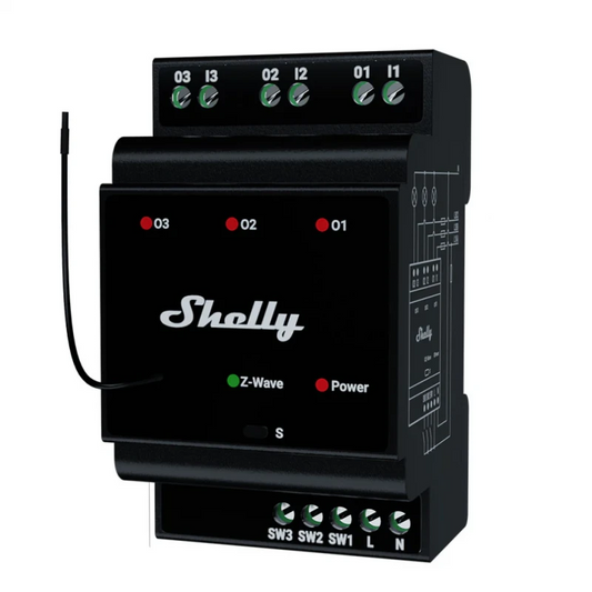 Shelly - Z-Wave Long Range 3-Channel DIN Rail Module