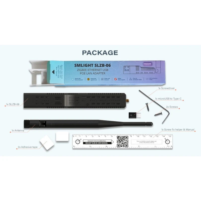 Smlight - Dongle USB Ethernet POE Zigbee 3.0 CC2652P SLZB-06 (Zigbee2mqtt et ZHA)