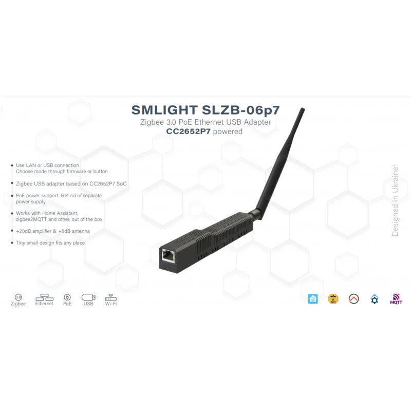 Smlight - Dongle USB Zigbee Ethernet POE CC2652P7 (Zigbee2mqtt et ZHA)