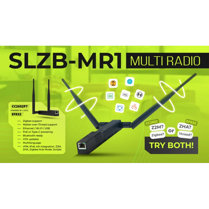 Smlight - Zigbee + Thread Matter USB Ethernet POE Adapter SLZB-MR1