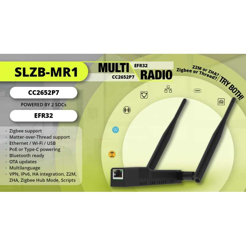 Smlight - Zigbee + Thread Matter USB Ethernet POE Adapter SLZB-MR1