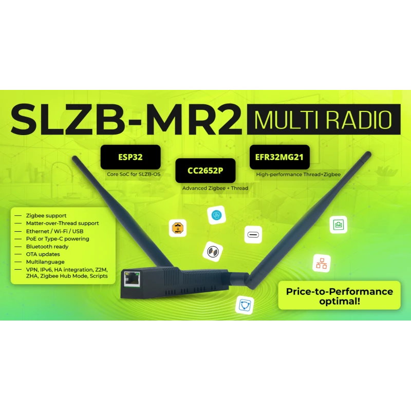Smlight - USB Ethernet POE Zigbee and Thread Adapter SLZB-MR2