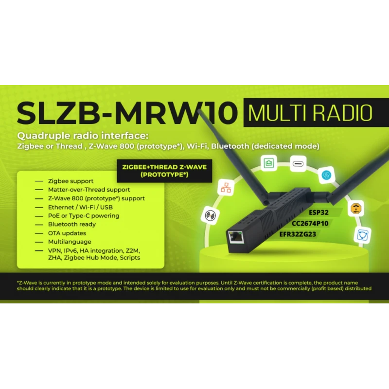 Smlight - Zigbee or Thread + Z-Wave USB Ethernet POE adapter SLZB-MRW10U