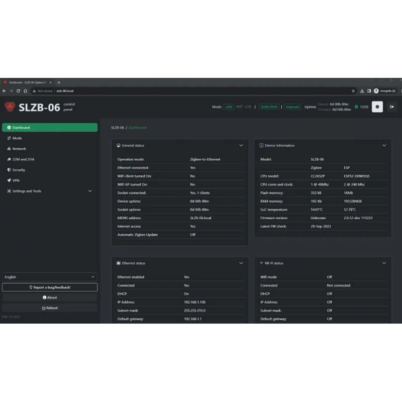 Smlight - Zigbee 3.0 USB Ethernet Adapter CC2652P (NO POE version)