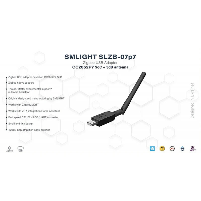 Smlight - Zigbee USB Dongle + 3dB Antenna CC2652P7 SoC (Zigbee2mqtt)