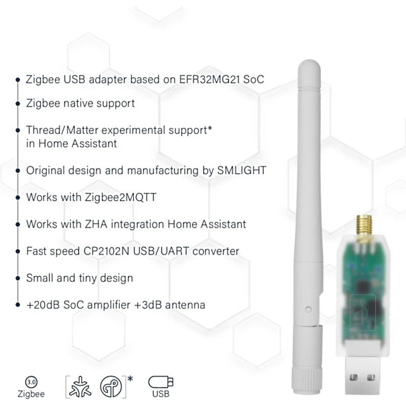 Smlight - Zigbee USB Dongle EFR32MG21 + 3dB Antenna SLZB-07