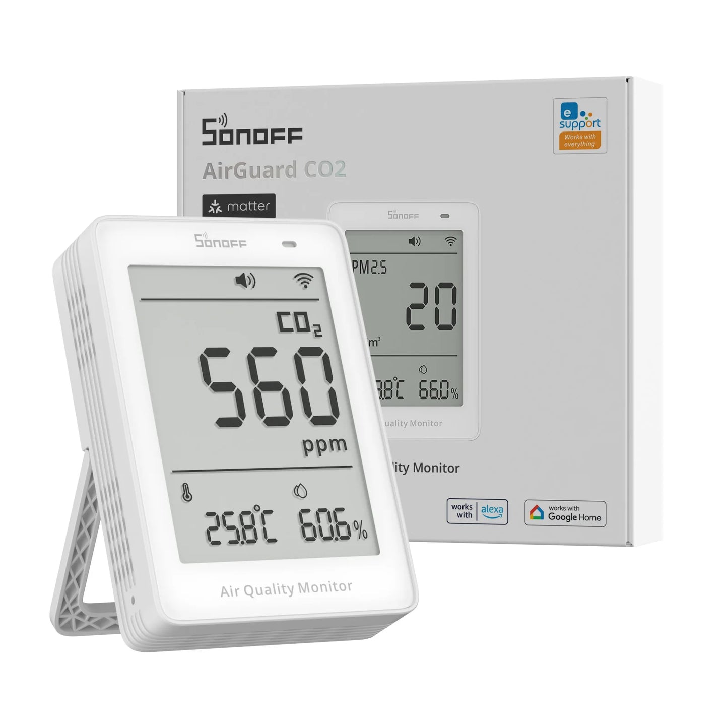 Sonoff - Matter Wi-Fi Air quality and CO2 monitor with display AirGuard SAWF-08P