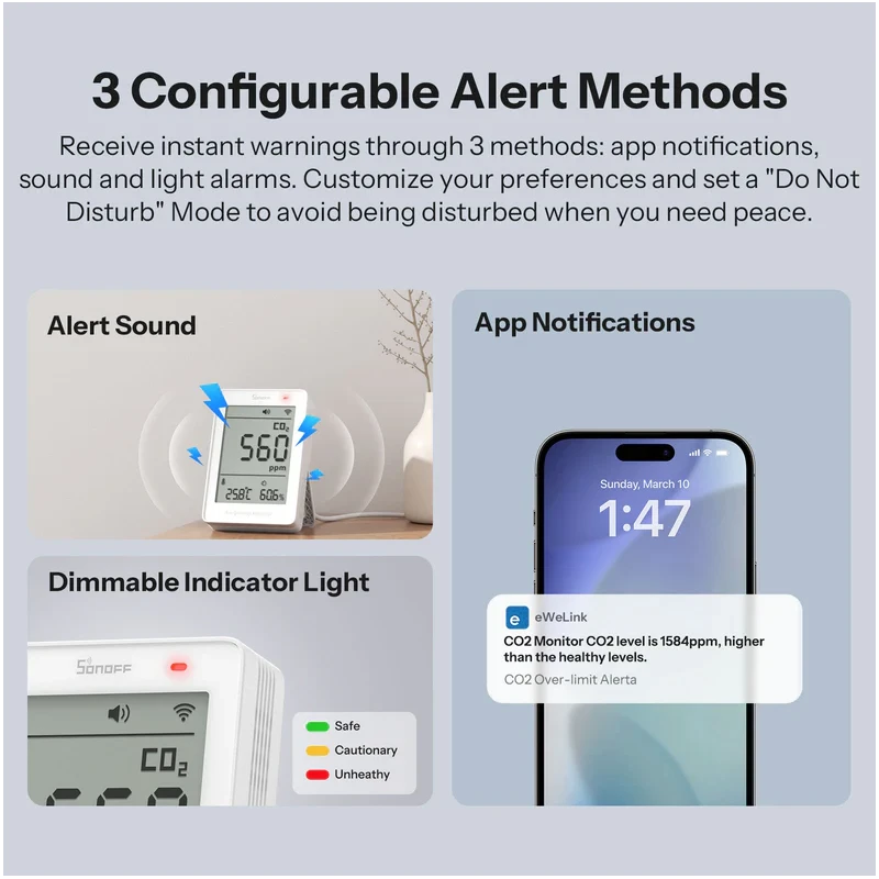 Sonoff - Matter Wi-Fi Air quality and CO2 monitor with display AirGuard SAWF-08P