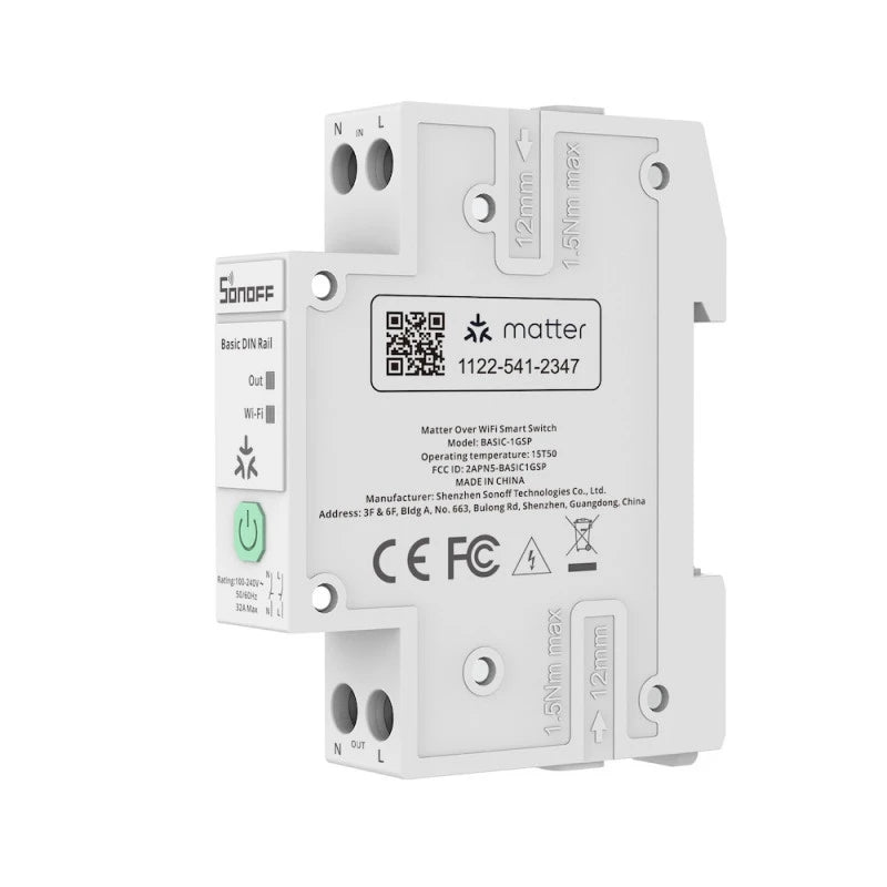 Sonoff BASIC-1GSP - Matter Over WIFI rail DIN 32A relay module + Energy Meter