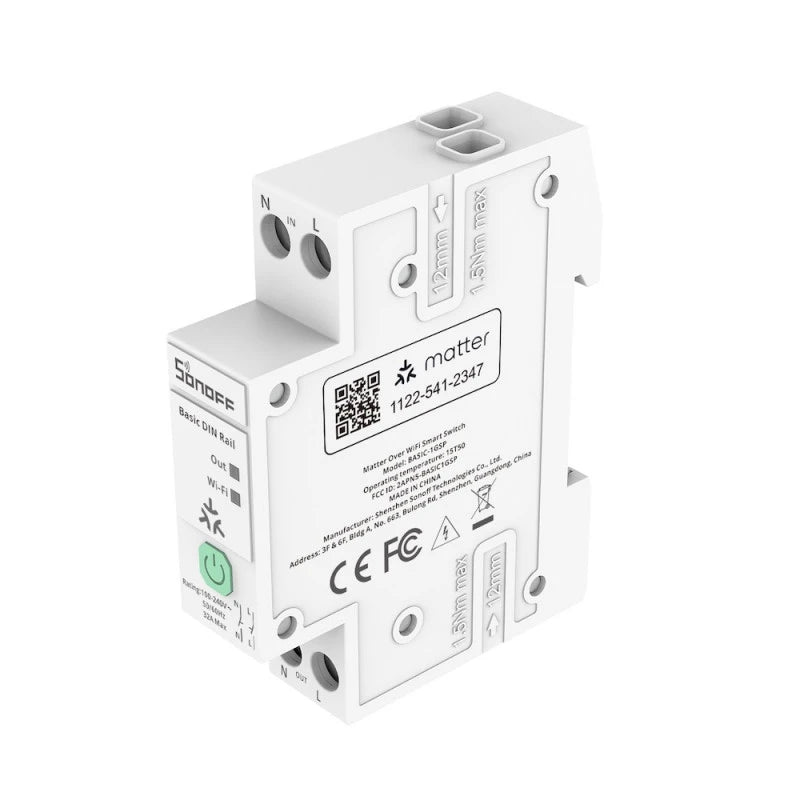 Sonoff BASIC-1GSP - Matter Over WIFI rail DIN 32A relay module + Energy Meter