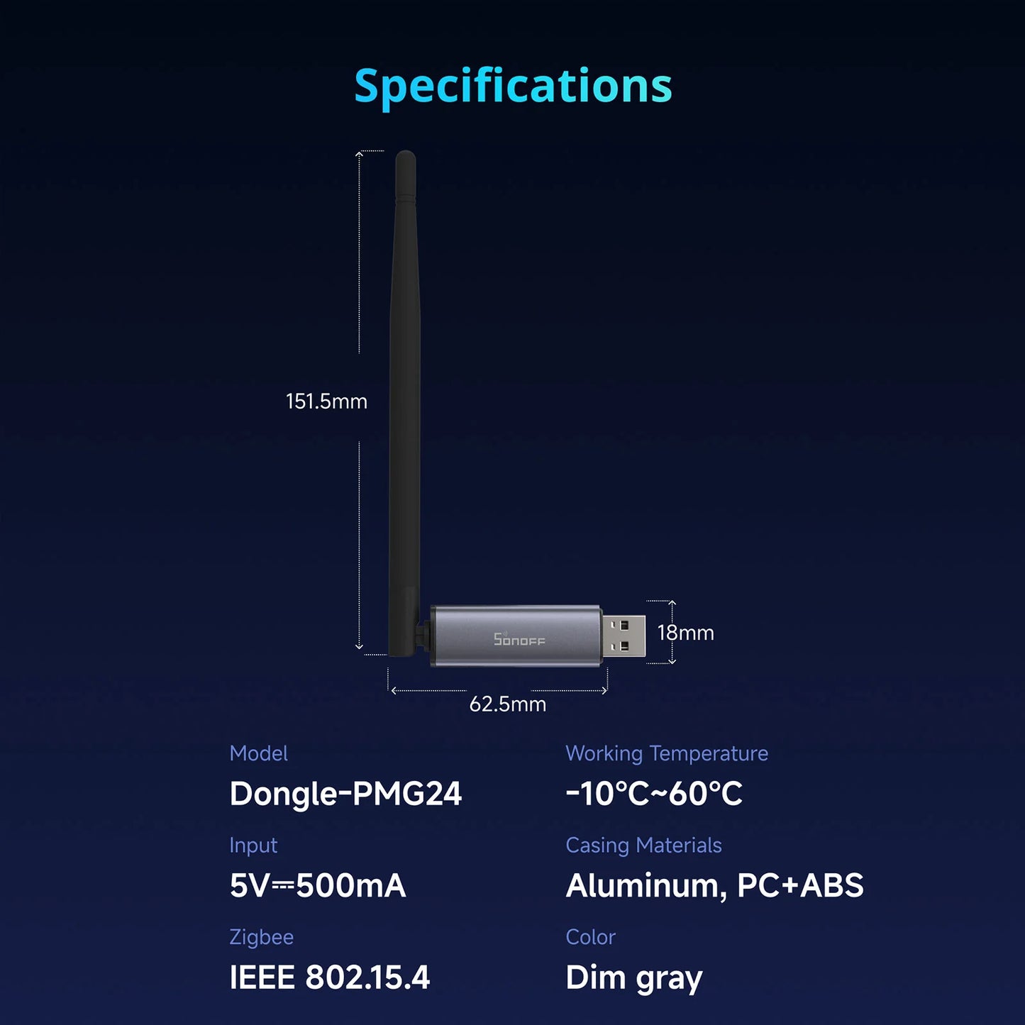 Sonoff - Dongle Zigbee 3.0 EFR32MG24 compatible Zigbee2mqtt (DONGLE-PMG24)