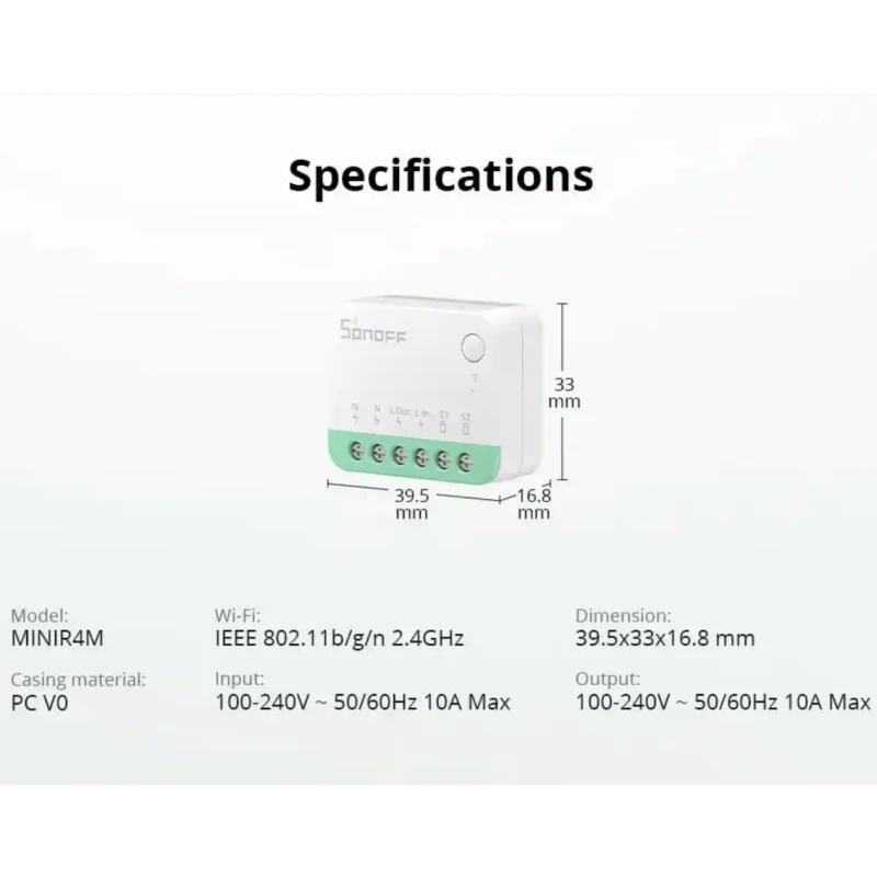Sonoff - WIFI Matter ON/OFF Smart Switch 10A MINIR4M