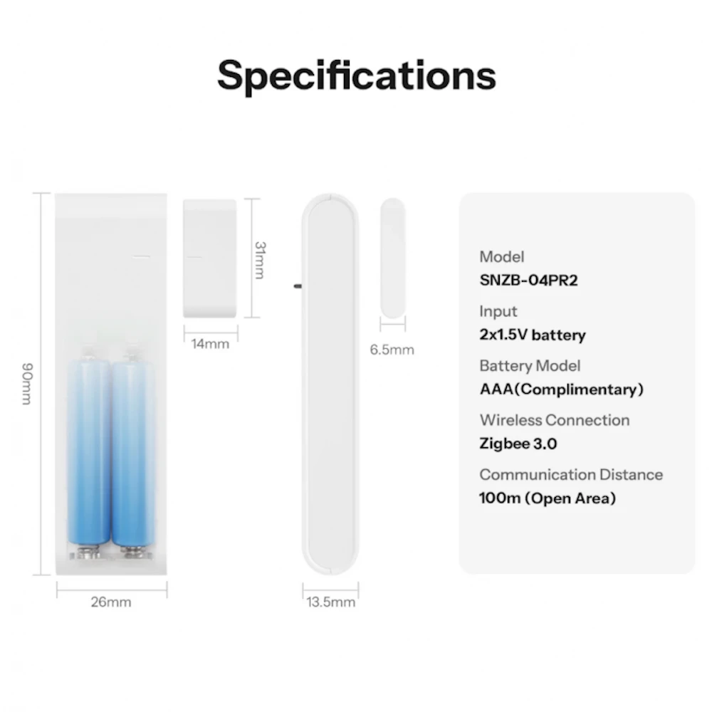 Sonoff SNZB-04PR2 - SenseGuard DW Gen2 Zigbee Door and Window Sensor (Zigbee2Mqtt, Home Assistant, Ewelink)