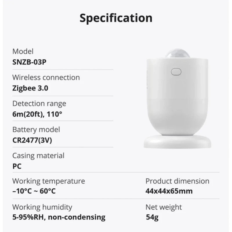 Sonoff - Zigbee motion detector SNZB-03P