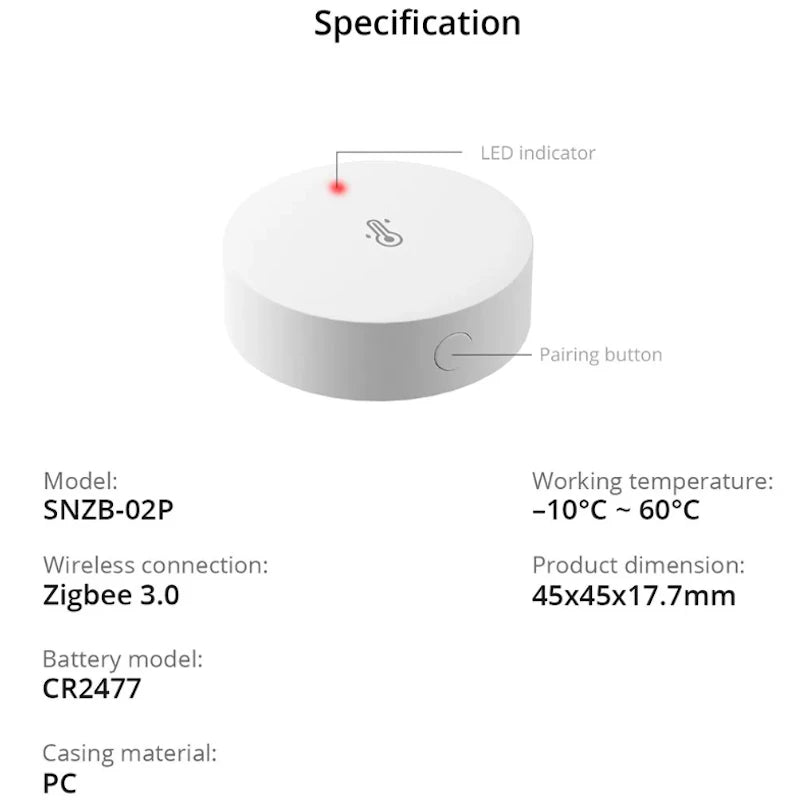 Sonoff - Zigbee 3.0 temperature and humidity sensor SNZB-02P