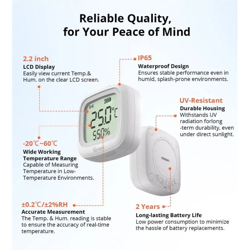 Sonoff - Zigbee temperature and humidity sensor with display IP65 SNZB-02WD
