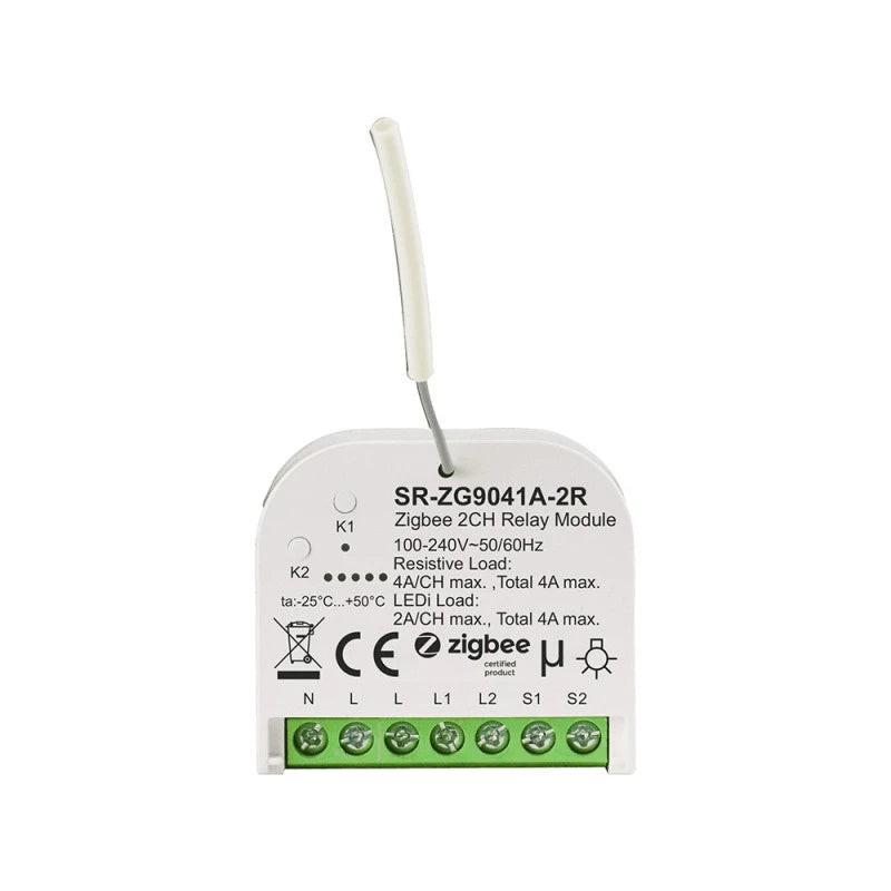 Sunricher - Zigbee 2-channel relay module 100-240V AC 4 max SR-ZG9041A-2R