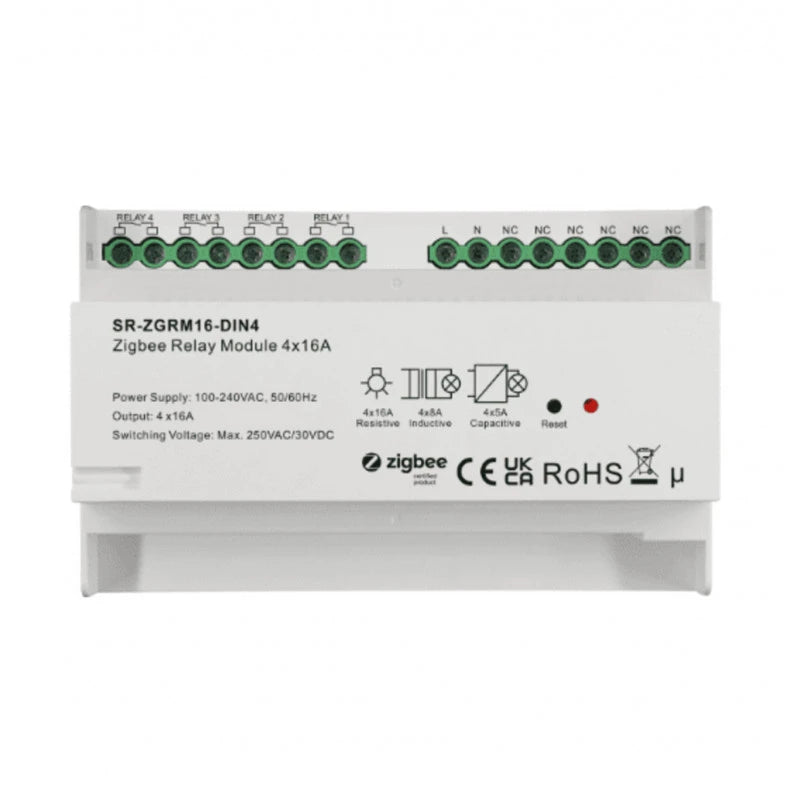 Sunricher - Zigbee Din Rail Relay Module, 4 channels, 16A, 100-230V AC