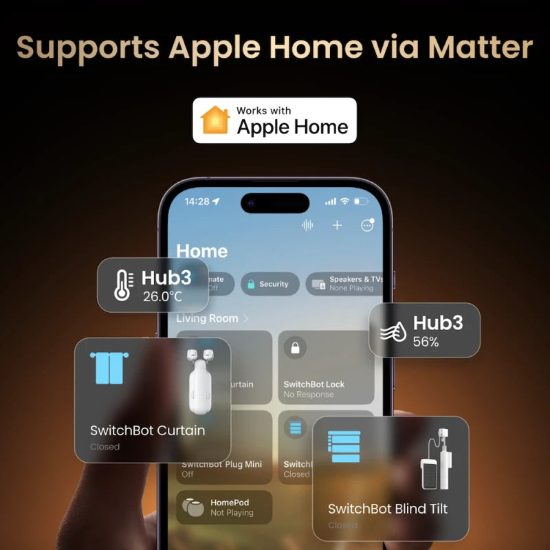 Switchbot - Matter-, WIFI-, Bluetooth- ja IR Hub 3 -yhteensopiva Homekit