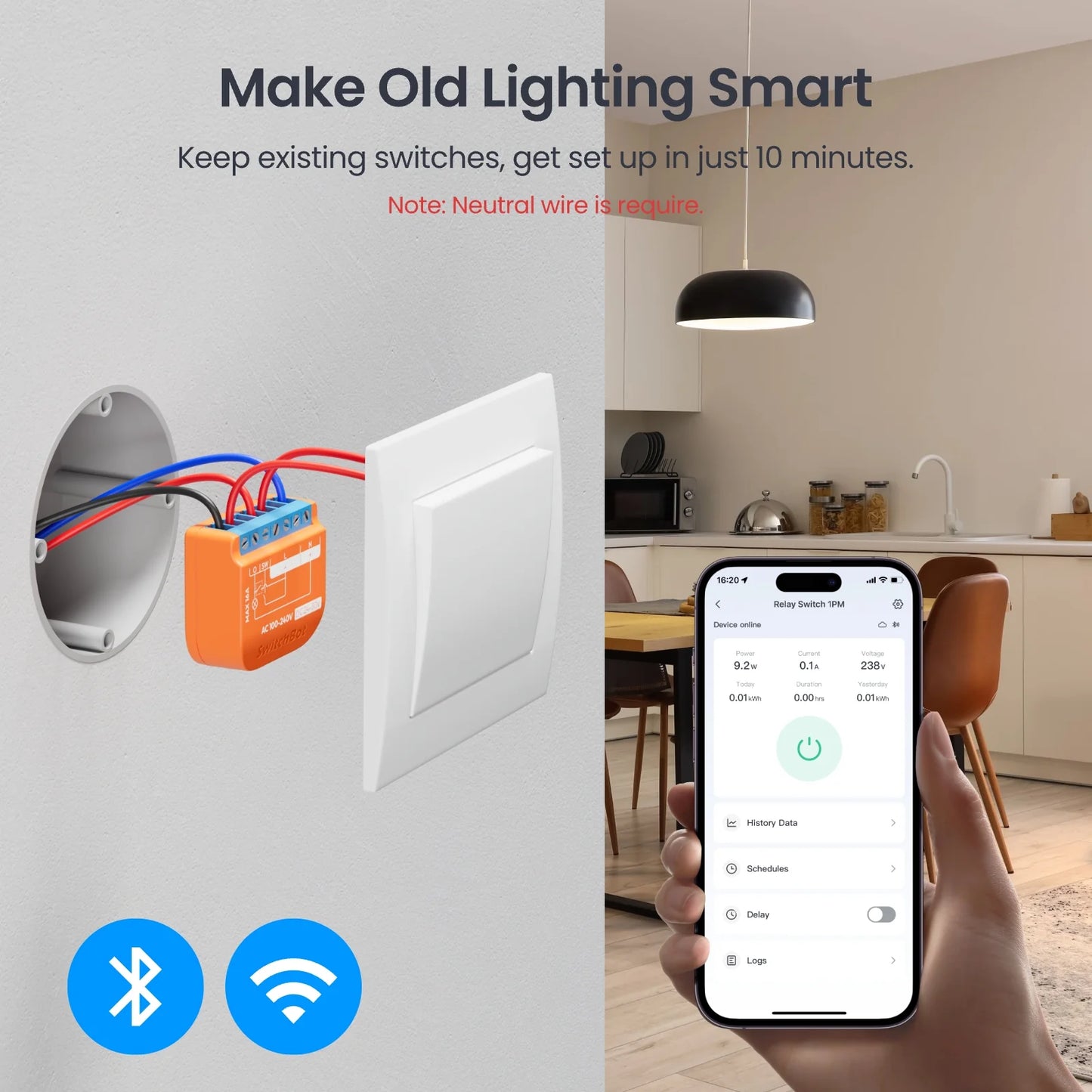 Switchbot - Matter switch relay, WIFI, Bluetooth + Power measurement W5502310