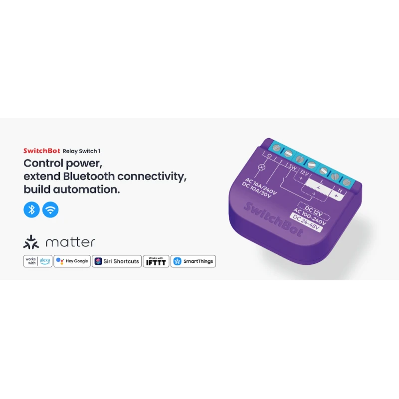 Switchbot - Matter WIFI switch relay + 16A Bluetooth repeater W5502300