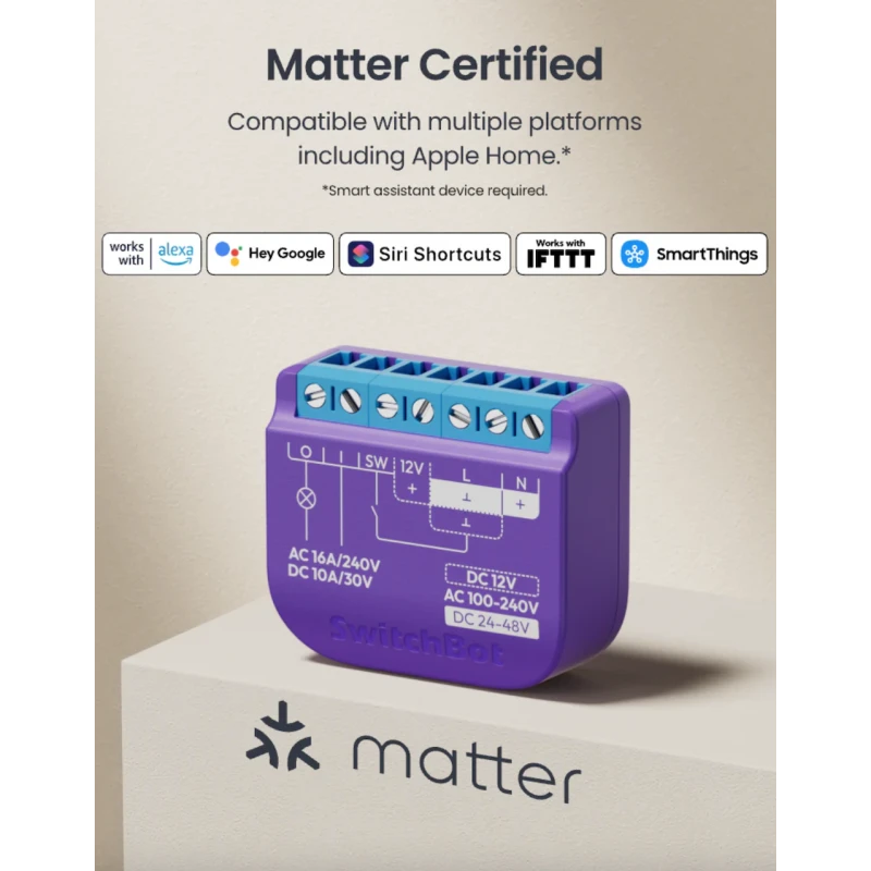 Switchbot - Matter WIFI switch relay + 16A Bluetooth repeater W5502300