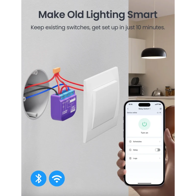 Switchbot - Matter WIFI switch relay + 16A Bluetooth repeater W5502300