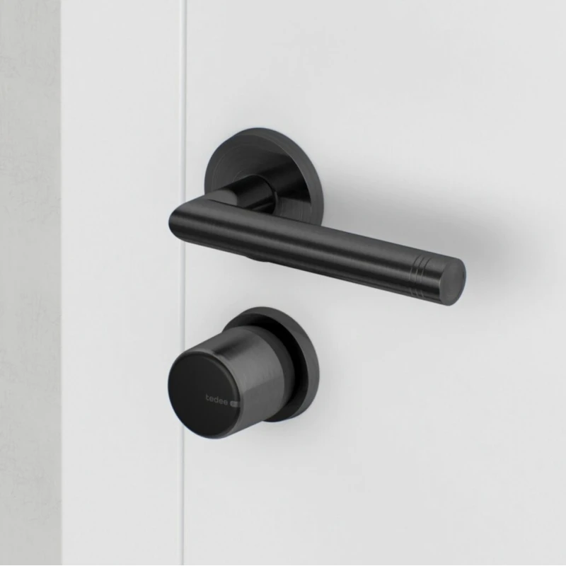Tedee GO2 – Bluetooth- ja Matter-älylukko, musta alumiini (Apple Homekit, Home Assistant ja muut)