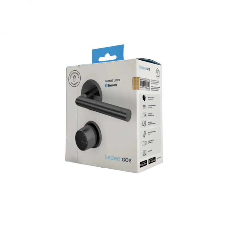 Tedee GO2 – Bluetooth- ja Matter-älylukko, musta alumiini (Apple Homekit, Home Assistant ja muut)